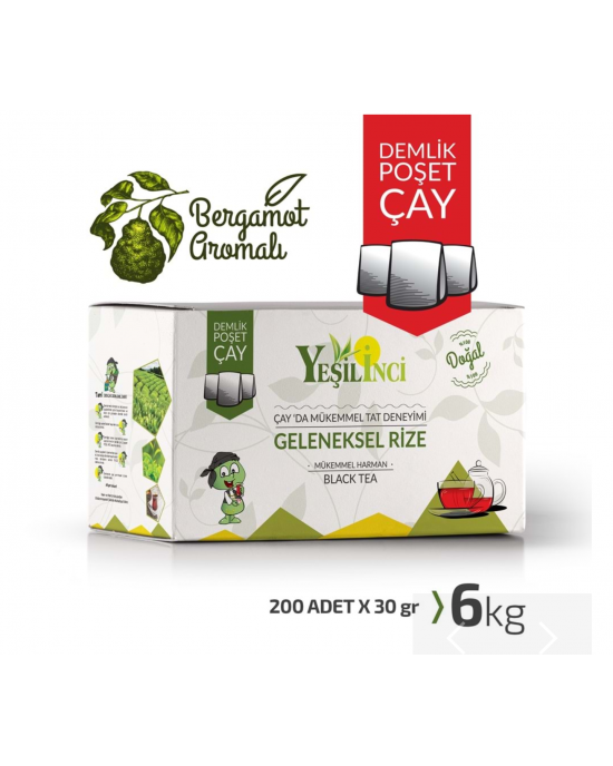 Yeşil İnci Demlik Poşet Bergamot Aromalı 6 kg