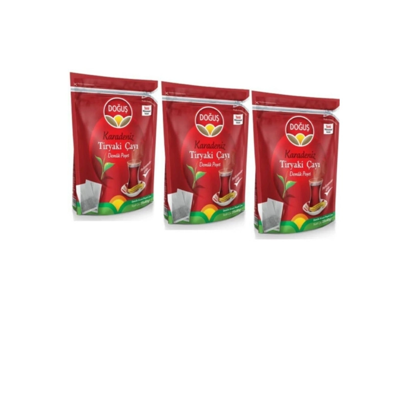 Doğuş Çay Set 3 Adet  Karadeniz Tiryaki Demlik Poşet Çay 40 gr 25 Adet