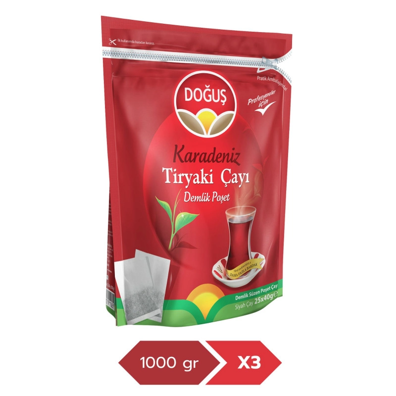 Doğuş Çay Karadeniz Tiryaki 40 gr 25’li Demlik Poşet Çay X 3Adet